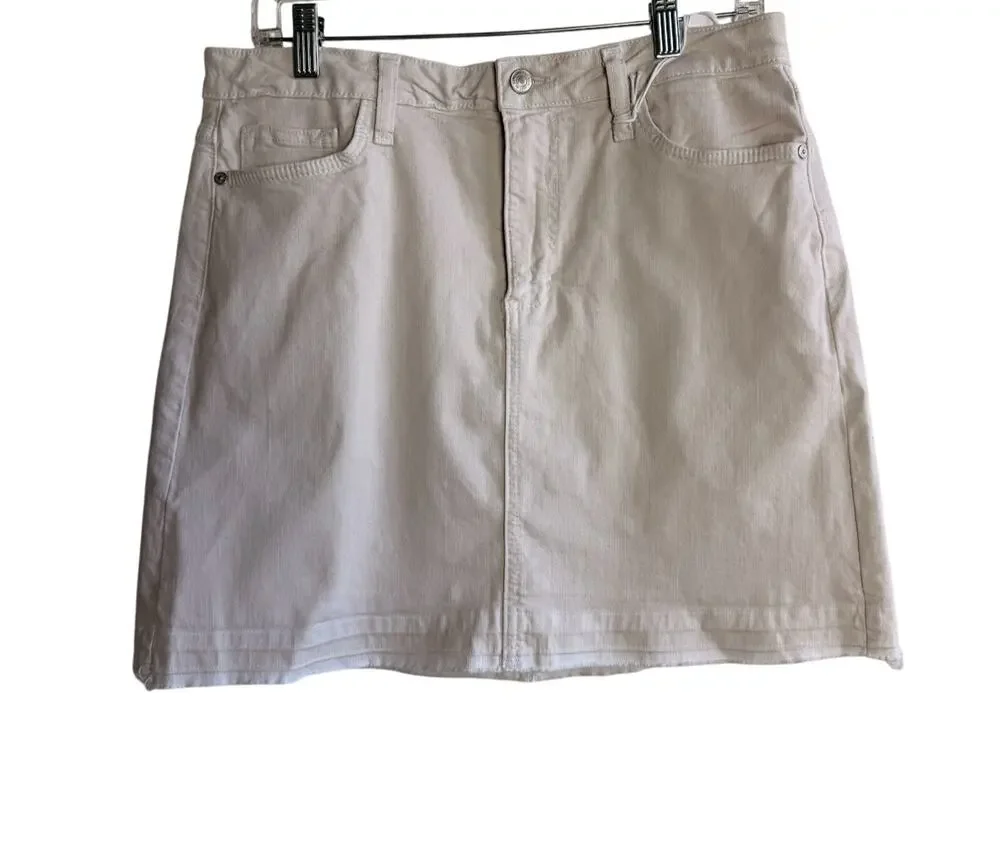 Just Black Denim A-Line Mini Skirt NWT Oat Beige Neutral Large Raw Released Hem